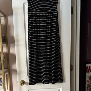 Azules Black and White Striped A-Line Skirt